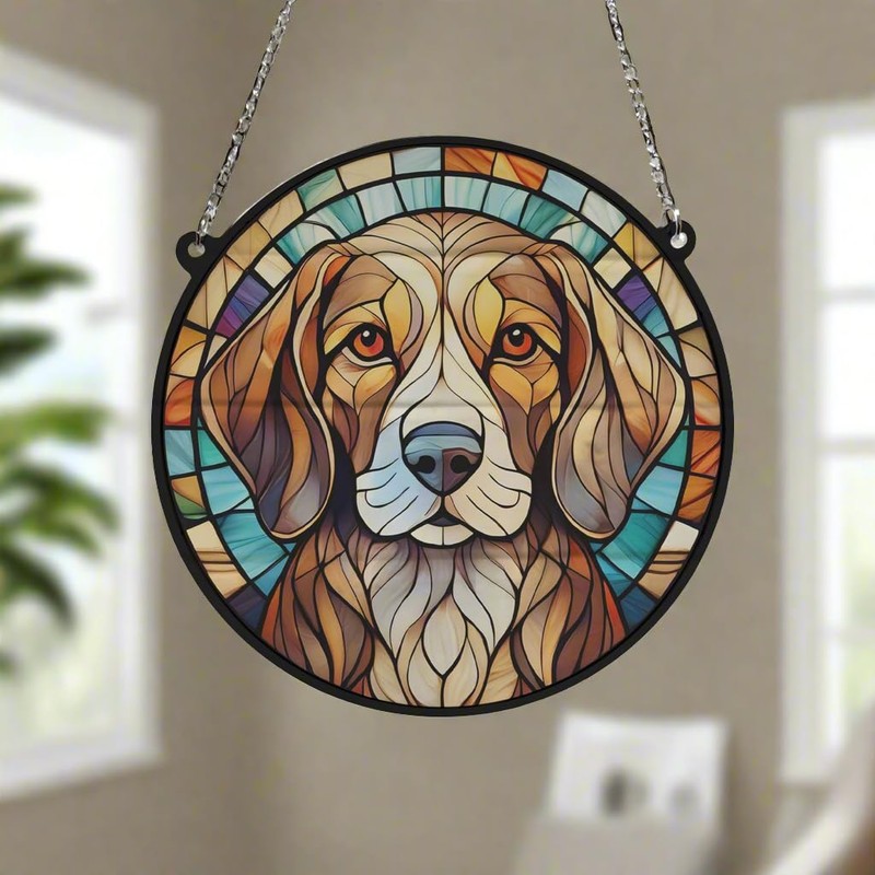 Image Industry Beagle Stained Glass Effect Suncatcher - Garden Gift