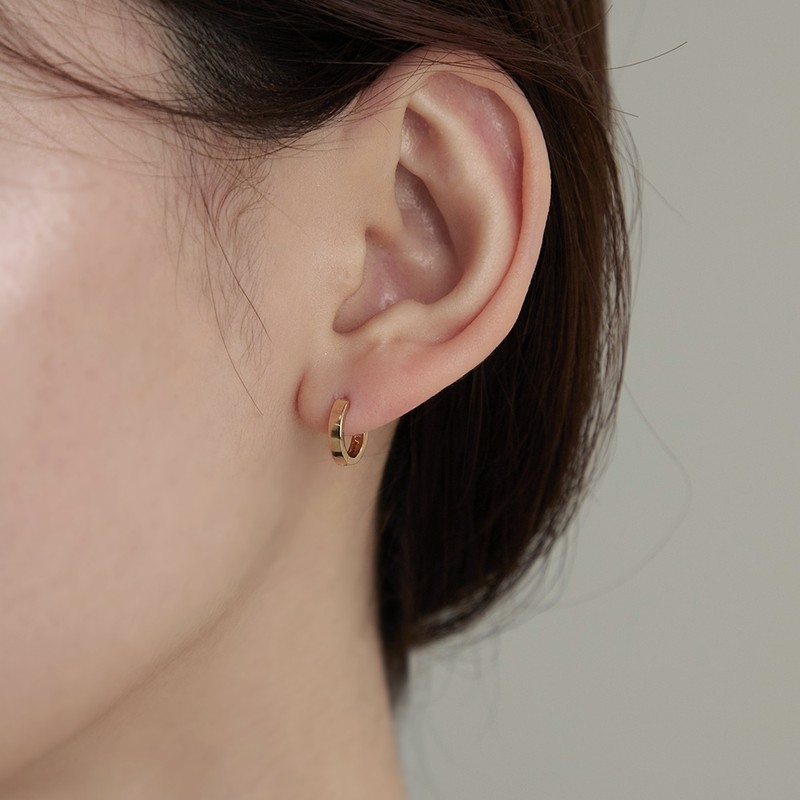 Gold&Deer 14K Goldfield Mini Private One-Touch Ring Earrings Yellow Gold
