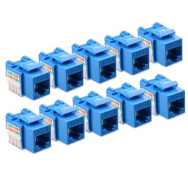 Cable Matters [UL Listed] 10-Pack 10Gbps Cat6 Keystone Jacks, RJ45 Keystone Jack, Ethernet Keystone Jack in Blue for Patch Panel and Wall Plate