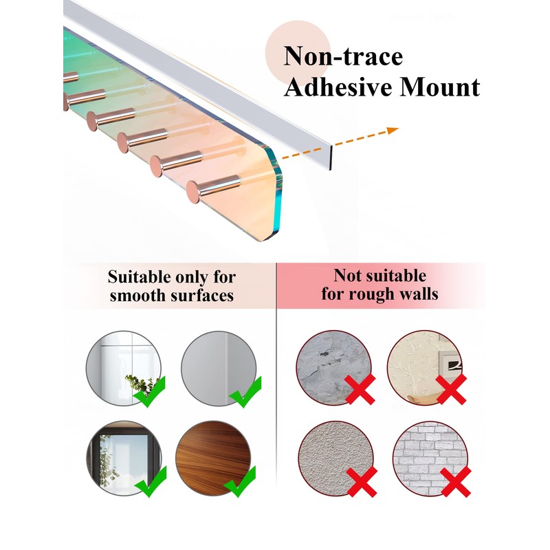 NiHome Wall Mount Acrylic Jewelry Organizer 2-Pack, Durable Sleek Rack