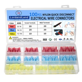 100PCS Nylon Spade Quick Disconnect Connectors Kit 22-10 AWG Male and Female Electrical Wire Connectors Kit Electrical Insulated Wire Crimp Cold-Pressed Terminals for Automotive,Electronics