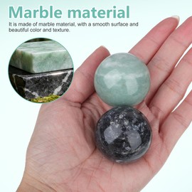 WOFASHPURET Set of 2 Ball Black Marble Gemstone Crafts Hand Adult Black Gemstone Metal Baoding Hand Chinese Hand Meditation Black Baoding Fitness Green Stone Wrist