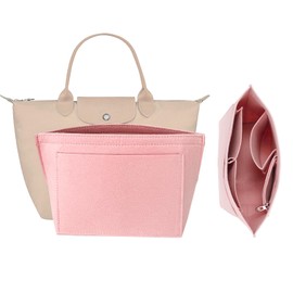 XSDSLS Handbag Organiser Purse Organiser for Longchamp Felt Bags Organiser with Multiple Pockets for Longchamp Le Pliage Purse Accessories for Longchamp Carry Bag (Pink, M)