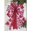 HANDMADE VALENTINE BOW WIRED CANVAS RIBBON for WREATH LANTERN MAIL