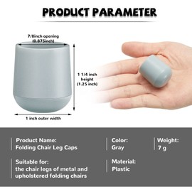 Folding Chair Leg Caps, 7/8 Inch Heavy Duty Plastic Round Chair Covers, Grey Furniture Leg Feet for Hardwood Floor Protectors (300 Pcs)