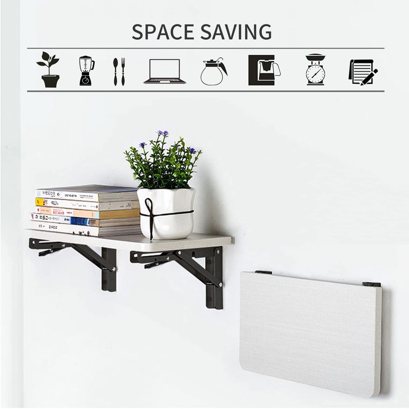 YUMORE Folding Shelf Brackets, 8 Inch Heavy Duty Collapsible Shelf