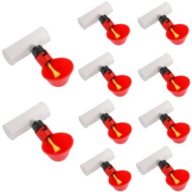 Plzoslly 10 Pieces Automatic Poultry Drinking Cups, Chicken Water Feeder Chicken Waterer Drinking Cups and 10 Pieces Chicken Waterer PVC Tee Fittings for Chicken Quail Pigeon Duck