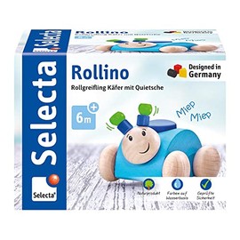 Rollino 61073 Blue Wooden Grasping Toy with Squeaker 7.5 cm
