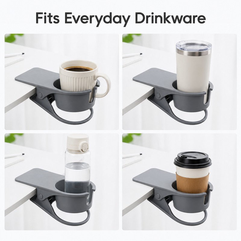 Desk Cup Holder Clip for Office Desks - Adjustable Space-Saving
