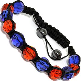 AnsonsImages Shamballa Inspired Bracelet Crystal Cut Beads Orange Blue Adjustable Length