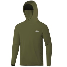 Palmyth Fishing Hoodie for Men Long Sleeve Sun Protection UV UPF 50+ Shirts (Military/Trout Crushing, XL)