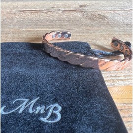 MnB Magnetics Pure Copper Magnetic Bracelet in Woven Design (Polished Copper, Medium)