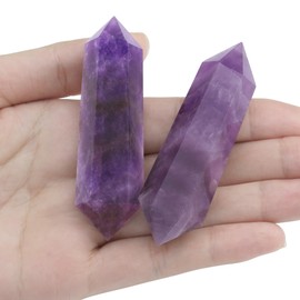 QINJIEJIE 6-7 cm Amethyst Stones Hexagonal Gemstones Healing Stones Natural Crystals Stone Hexagonal Dots Crystal Reiki Meditation Gemstone 1 Piece