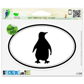 Penguin Oval Vinyl Car Bumper Window Sticker 3" x 2"