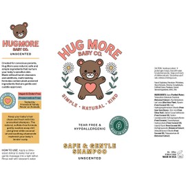 Hug More Gentle Baby Shampoo & Conditioner – Unscented Pack of 2 – Tear-Free, Hypoallergenic – 8 Ounce