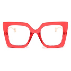 FEISEDY Oversized Square Blue Light Blocking Glasses Eye Strain Glare Pearl Inlay Arm Cat Eye Fashion Eyewear B2639