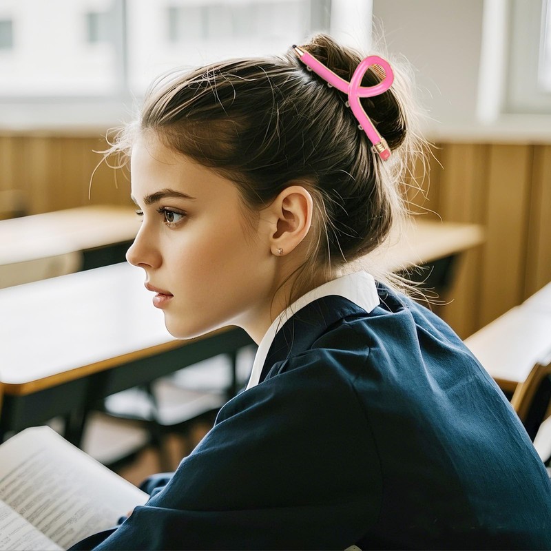 Pencil Hair Clips Pink for Thick Hair Back to School