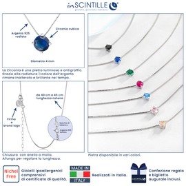 inSCINTILLE Women's 925 Silver Diamond Necklace with Cubic Zirconia and Gift Box, Sterling Silver, Cubic Zirconia