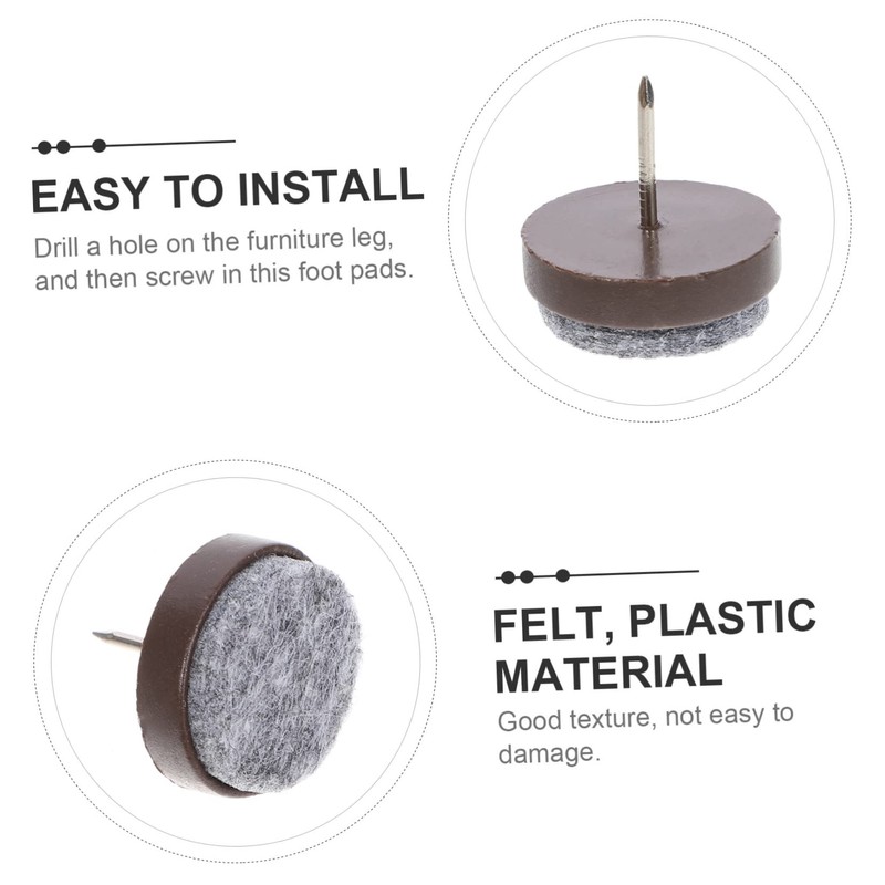 IWOWHERO 50Pcs Screw Felt Pads for Furniture Non Slip Floor