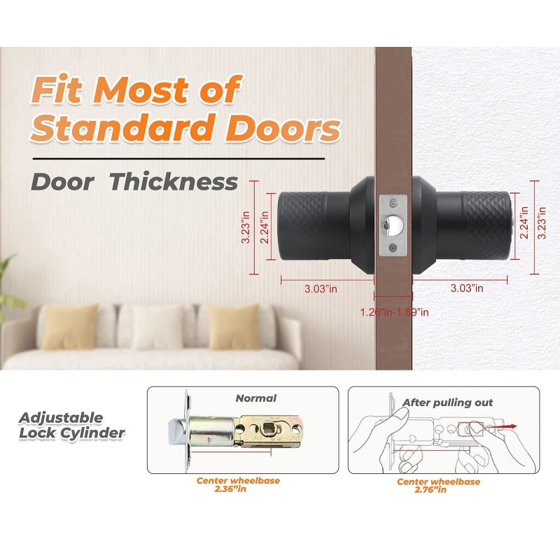 Buoan Keypad Door Knob Lock, Keyless Entry Door Lock with