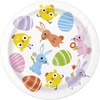 Unique 24134 Paper Plates-18 cm-Colourful Gingham Easter Party-Pack of 8,