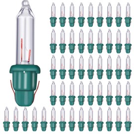 Mudder 50 Pcs Replacement Mini Light Bulbs Christmas Tree 2.5 V Incandescent Glass String Light Bulbs with Base Indoor Outdoor Xmas Decoration, 0.17 Ampere, 0.425 Watt (Clear,Green)