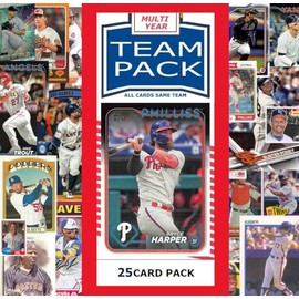 25 Card Multiyear Team Pack Philadelphia Phillies Bryce Harper Mike Schmidt 2024 2023 2025 Topps Stadium Club Archives Chrome Heritage Bowman