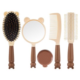 1 Set 5 Pcs Hair Brush and Comb Set for Girls, Mirror Comb Set for Girl, Hair Comb Set,Brush Set, Girl Hair Comb, Girl Mirror Set, Brush Set for Girls Sisters, A Portable Pocket Hair Brush with Mirror