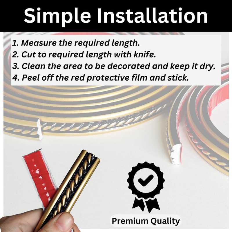 Peel and Stick Molding Trim Self Adhesive Flexible Wall Trim