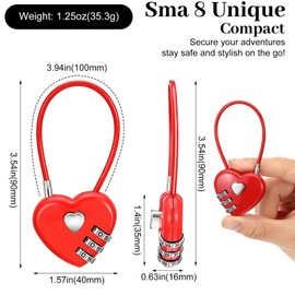 2 Pack 3 Digit Combination Lock, Waterproof Mini Combination Padlock, Small Combination Padlock, Cute Padlock with Number for Luggage, School Locker, Backpack, Toolbox, Suitcase, Red