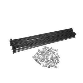Motoforti 36pcs Bicycle Carbon Steel Spokes 14G 224mm with Nipples Black Long-lasting