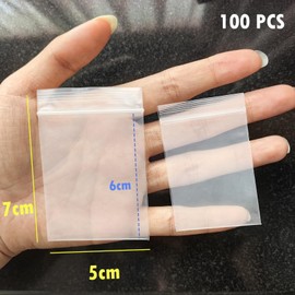 100 Pack 5x7cm Heavy Duty Ziplock Bags, 16 Mil (160 Micron) Thickened Reusable Plastic Jewelry Storage Bags, Small Self Sealing Pouches for Jewelry, Pills, Crafts, Beads Accessories