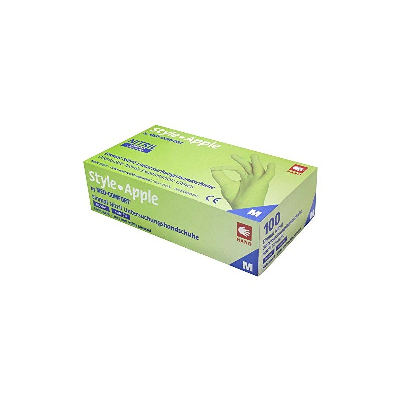 Nitrile Gloves Style Size M Powder-Free Apple Pack of 100