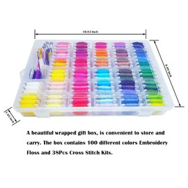 Peirich Embroidery Floss Cross Stitch Threads,110 Colors Friendship Bracelets Floss with Organizer Storage Box Embroidery Thread Bracelet String Embroidery Kit 43 Pcs Cross Stitch Tools