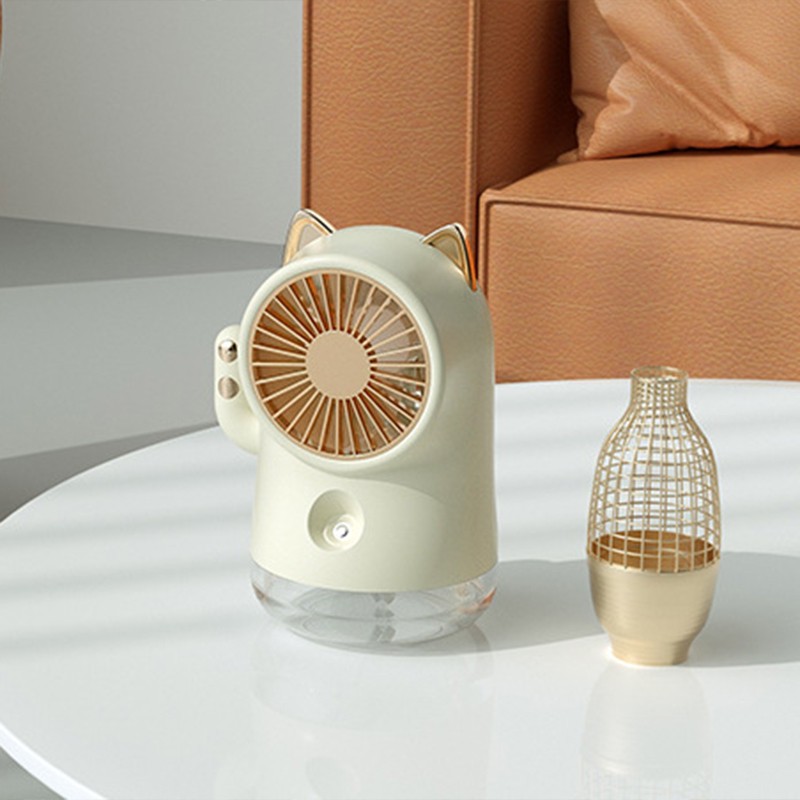 Misting Desk Fan Fortune Cat Shape Multifunction Nano Spray 3
