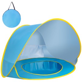 Baby Beach Tent with Puddle Pool Canopy Mini Portable Pop Up Dome Camping Set Up Outdoor Shade Shelter Sun Shade Must Haves Essentials Accessories Uv Protection Dome for Babies Kids Infant Toddlers