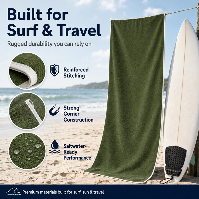 Magnetic Towel 75"x30" - Quick-Dry Microfiber Beach and Pool Towel