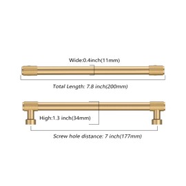 Asidrama 10 Pack 7 Inch(177mm) Champagne Bronze Cabinet Pulls Knurled Cabinet Handles Cupboard Handles Gold Kitchen Cabinet Hardware for Cupboard Drawer Pulls