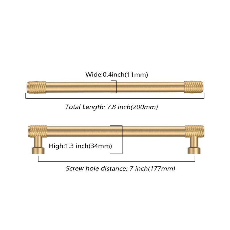 Asidrama 10 Pack 7 Inch(177mm) Champagne Bronze Cabinet Pulls Knurled