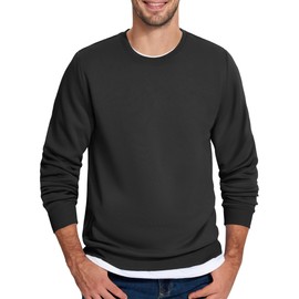 TACVASEN Men's Long Sleeve Crewneck Sweatshirt Winter and Fall Casual Warm Sweatshirt Fleece Lined Pullover Black, XXL