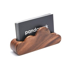 Pandapark Bussiness Card Holder for Desk,Cloud Formation,Wood Business Card Display Holder,UniBody,1PCS,L4.53'' X W1.10'' X H1.97'' (Walnut Cloud)