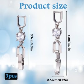 3 Pcs Bracelet Extender Silver Necklace Extenders for Women Crystal Rhinestone Foldover Extension Jewelry Clasps for Bracelet Necklace Jewelry Making (White Gold)