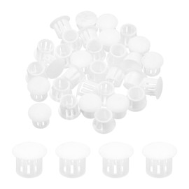MECCANIXITY 64PCS 10mm(3/8") White Plastic Hole Plugs, Flush Type Panel Hole Plugs Insert End Caps for Locking Hole Tubes Furniture Cabinet