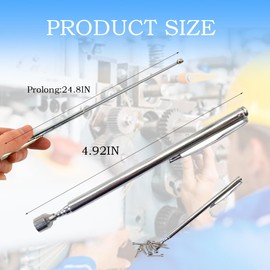 ROKZELT Pack of 2 Telescopic Magnets Extendable Magnetic Rod Up to 64 cm Magnetic Pick-Up Tool Magnetic Lifter Stainless Steel Magnetic Gripper for Screws Nut Keys Metal Parts
