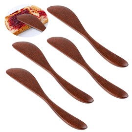 Mabor 4Pcs Wooden Butter Knife, 6 Inch Jam Spreader Knives Jelly Cheese Spreaders Reddish Brown Condiment Knives Sandwich Spreaders for Kitchen
