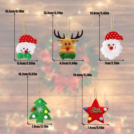 Felt Christmas Ornaments Set of 10 Cute Santa Claus Snowman Reindeer Christmas Tree Star Felt Christmas Doll Stuffed Animal Hanging Christmas Tree Ornaments Decoration Present (C)