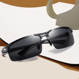 DUCO 8277 Men's Sunglasses, Large Size, Polarized Sunglasses, Sports, UV400, For Large Faces, Premium Carbon Fiber Material, Ultra Lightweight, For Driving, Bicycling, Fishing, Running, Golf, gray