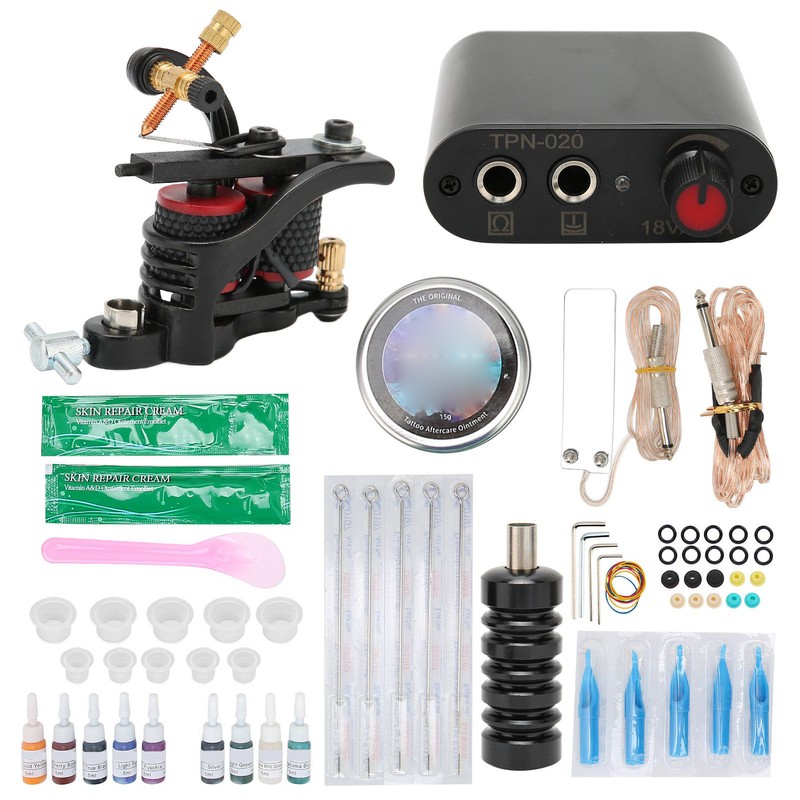 10 Wraps Tattoo Coil Machine Set Mini Tattoo Power Supply