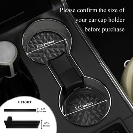 Wingcases Car Coasters Silicone [4 Pack] 2.75in Universal Mats Non-Slip, Embedded Car Interior Accessories, Car Cup Holders Insert Coasters Decor，Black