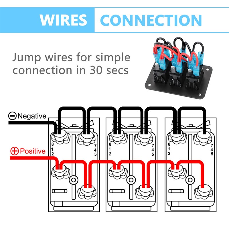 3 Gang Switch Panel On/Off Toggle Switch Panel Waterproof 12